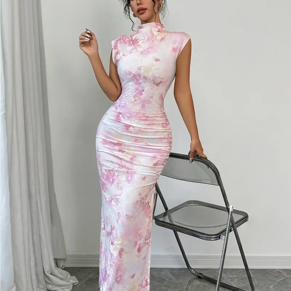 Elegant Pink Floral Women's Dress
